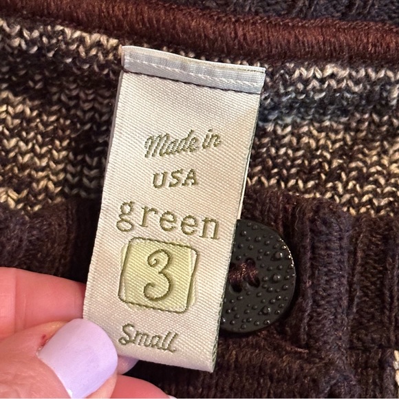 Green 3 Dog Puppy Paw Pattern Knit Cardigan Sweater Small Made in USA - Picture 10 of 12